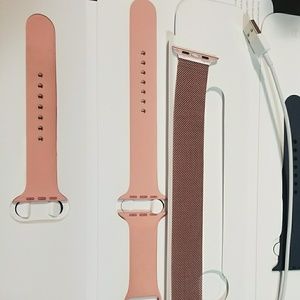 Pink apple watch sport band.